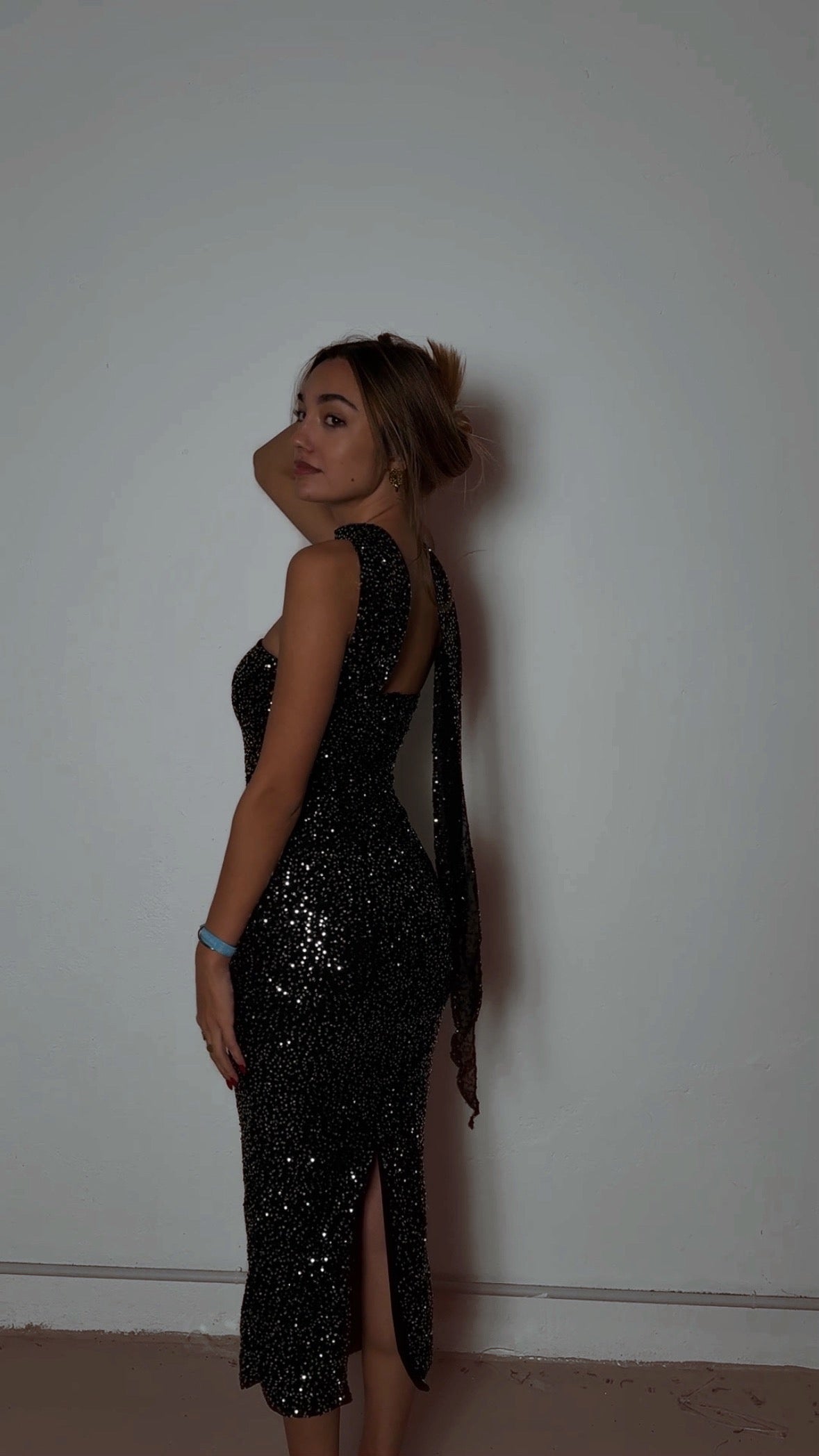 Glam long dress - negro y plata