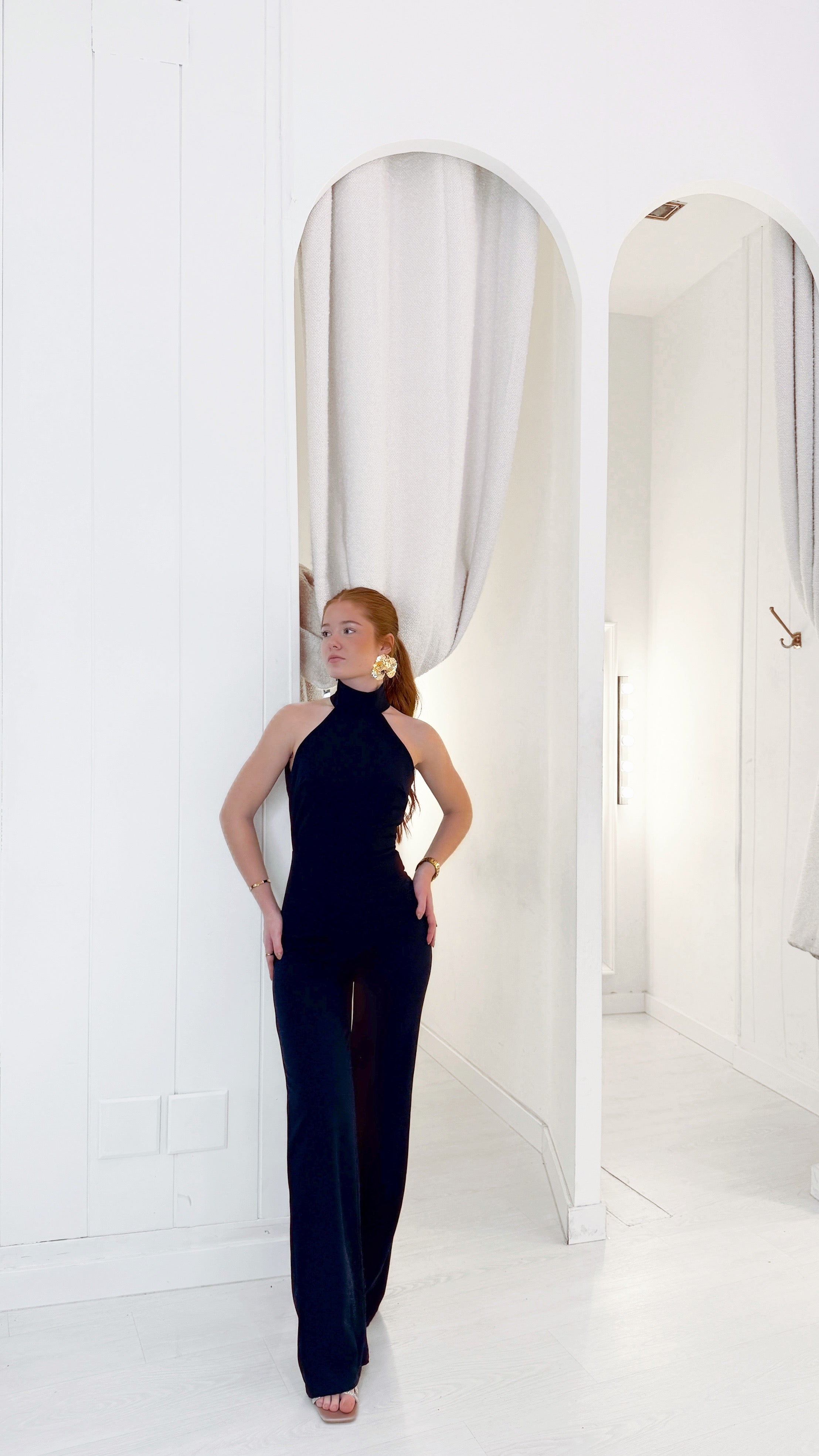 Halter playsuit - azul marino