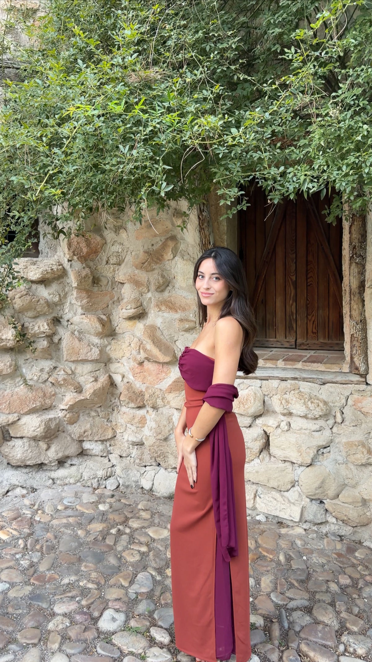 Fall dress - terracota y berenjena