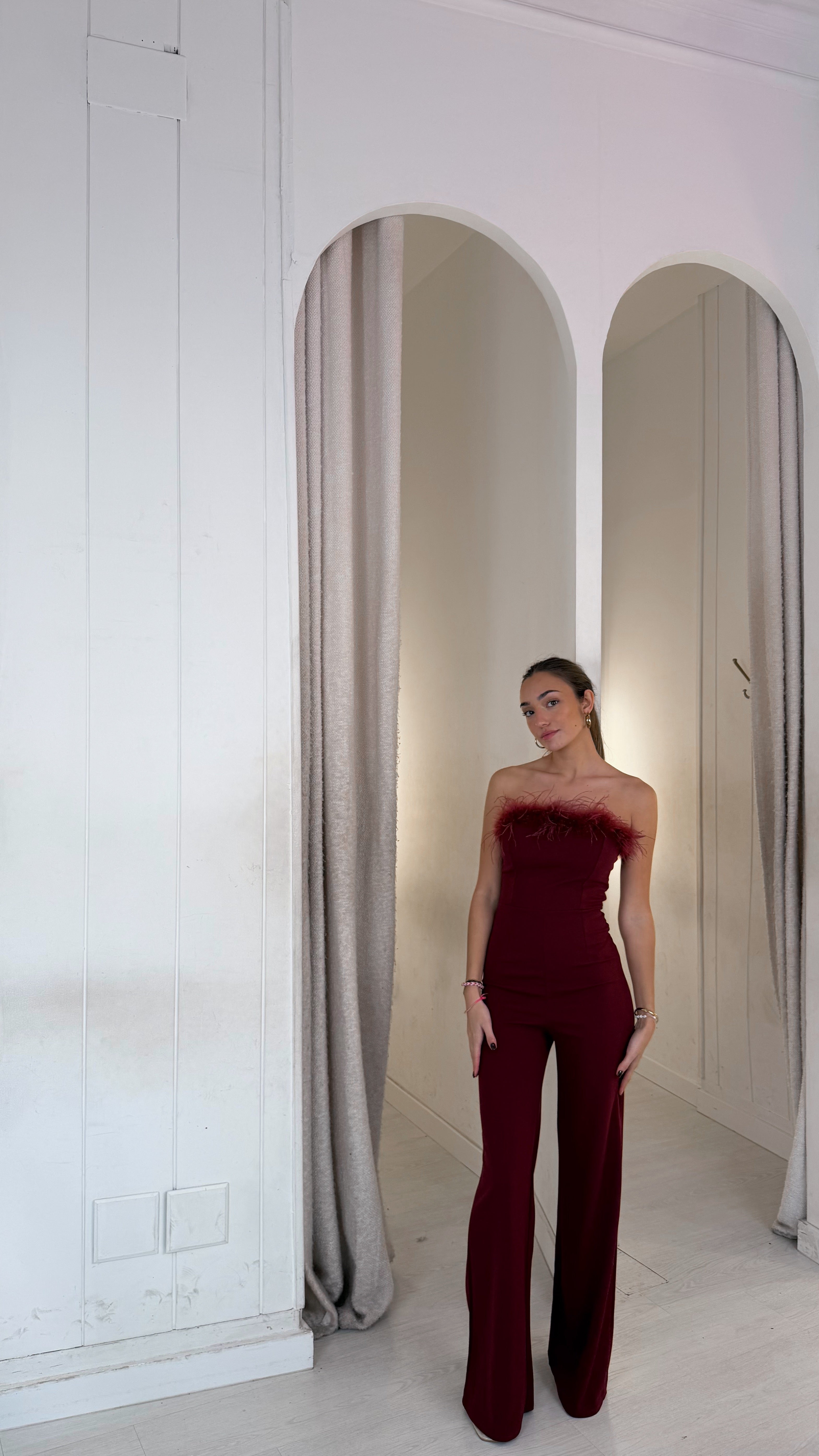 Swan playsuit - burdeos