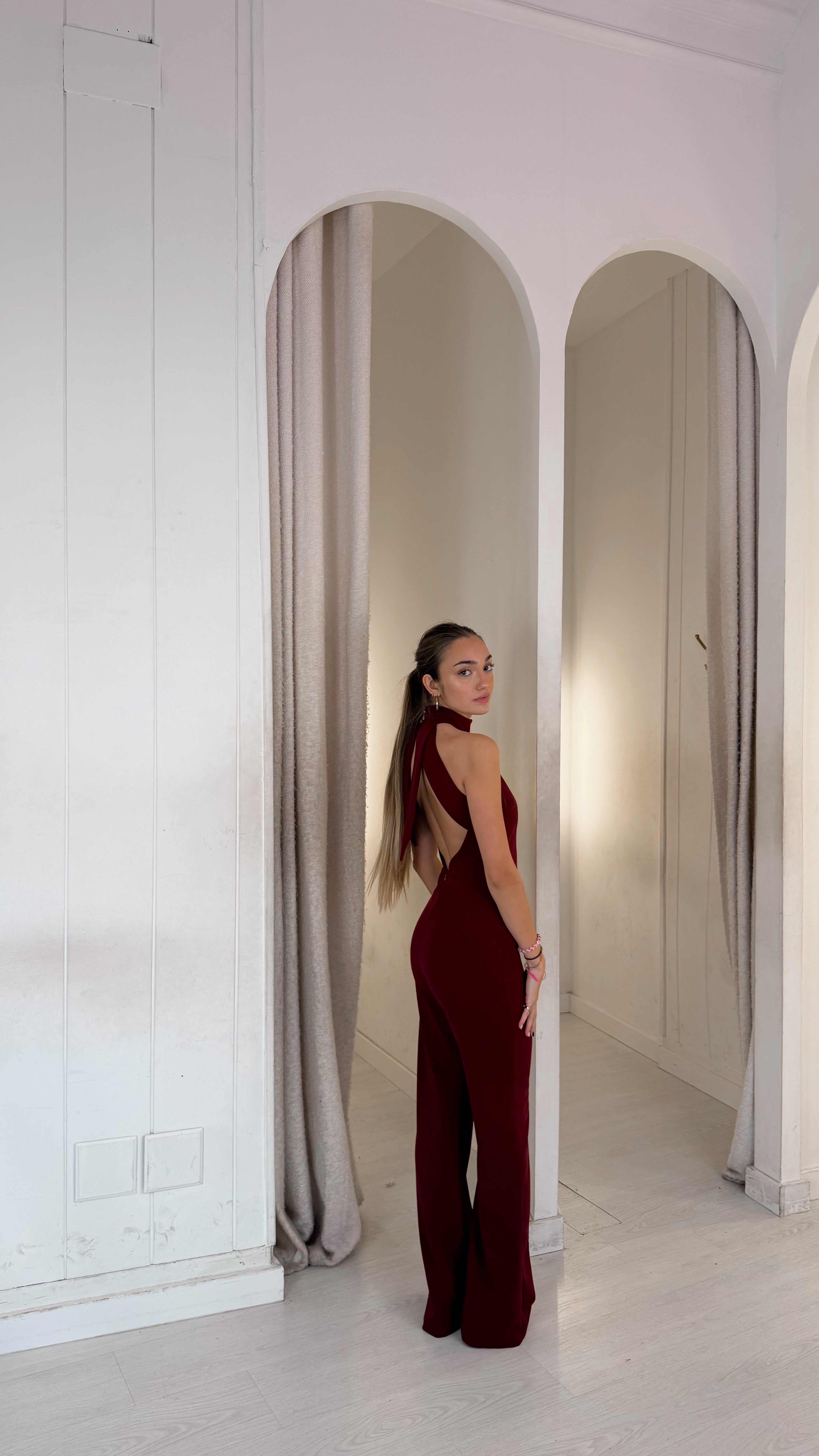 Halter playsuit - burdeos