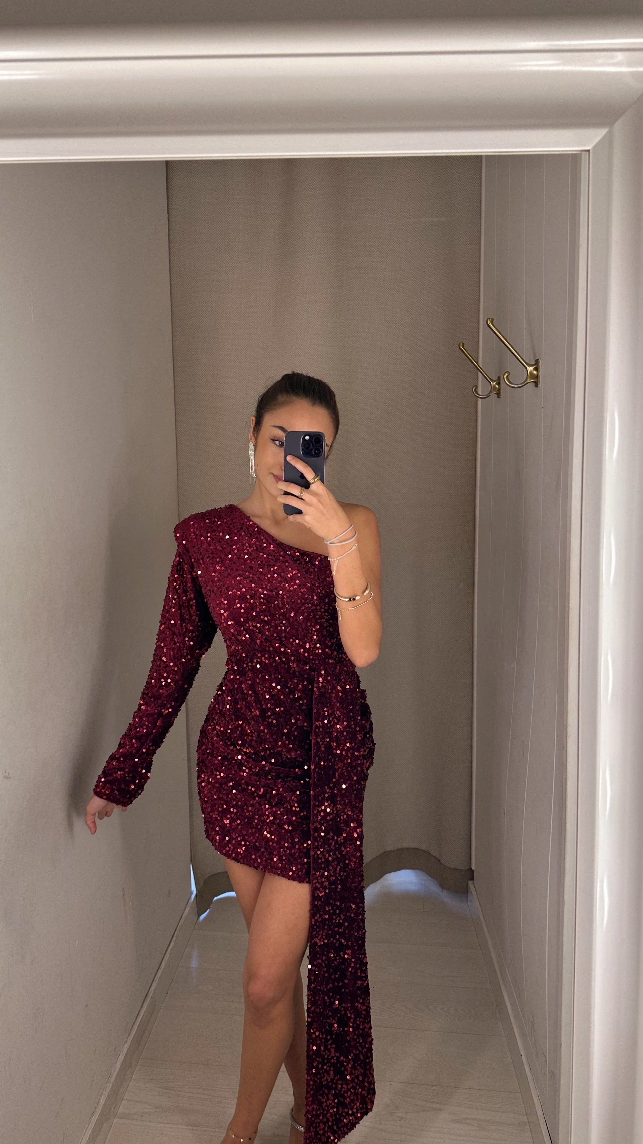 Burgundy glitter dress