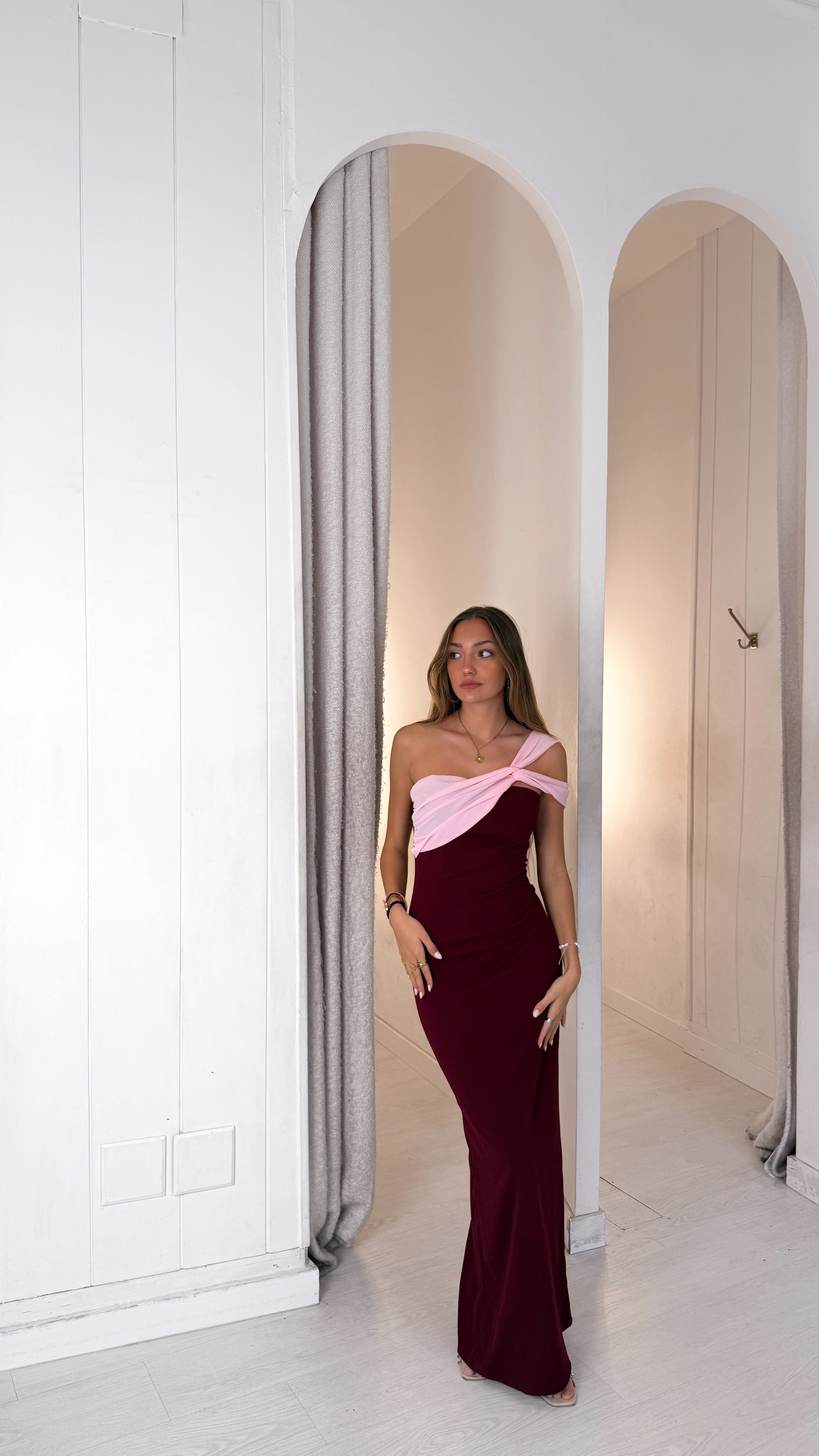 Capri dress - burdeos y rosa