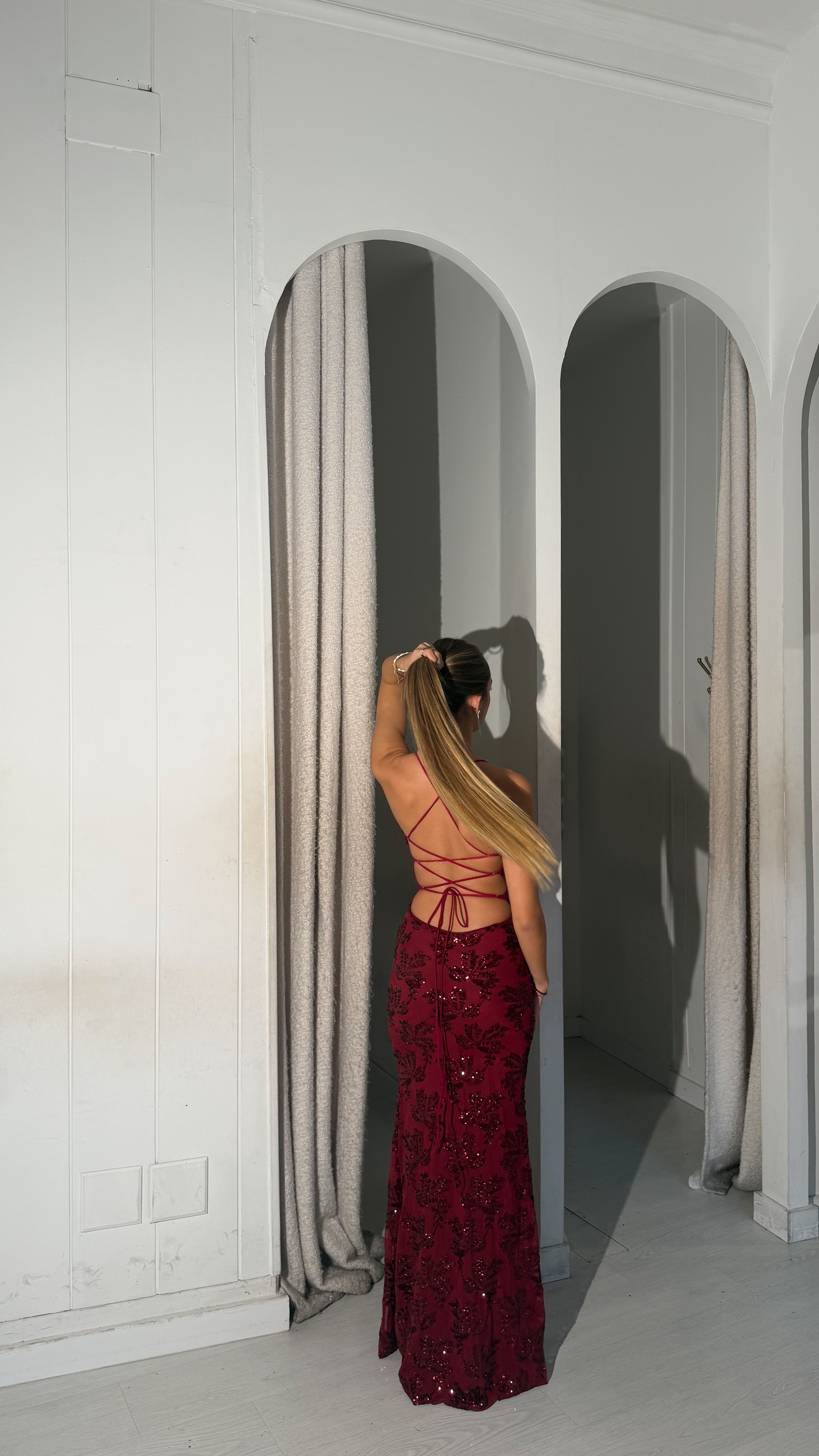 Glitter snow dress - burdeos