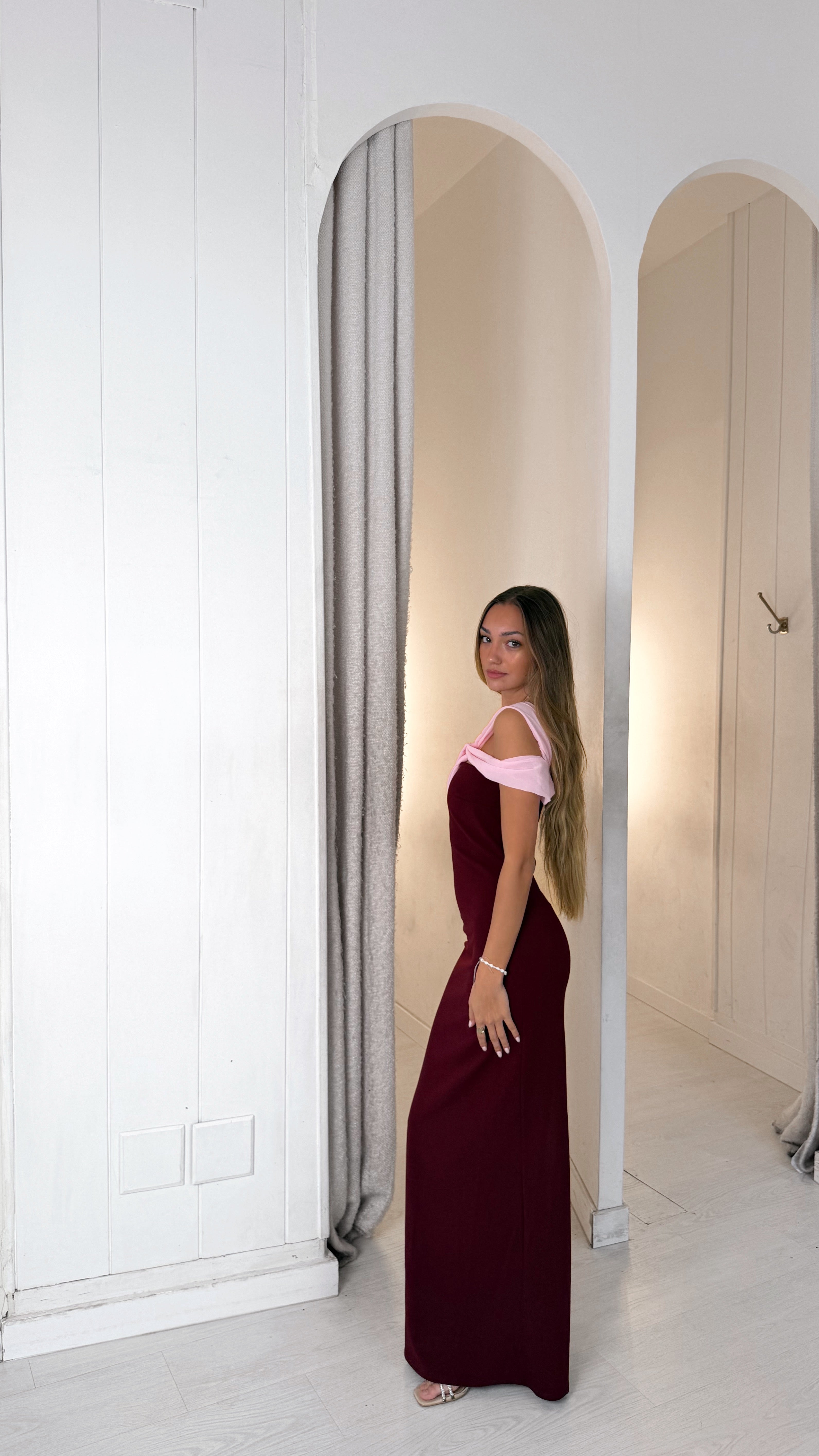 Capri dress - burdeos y rosa