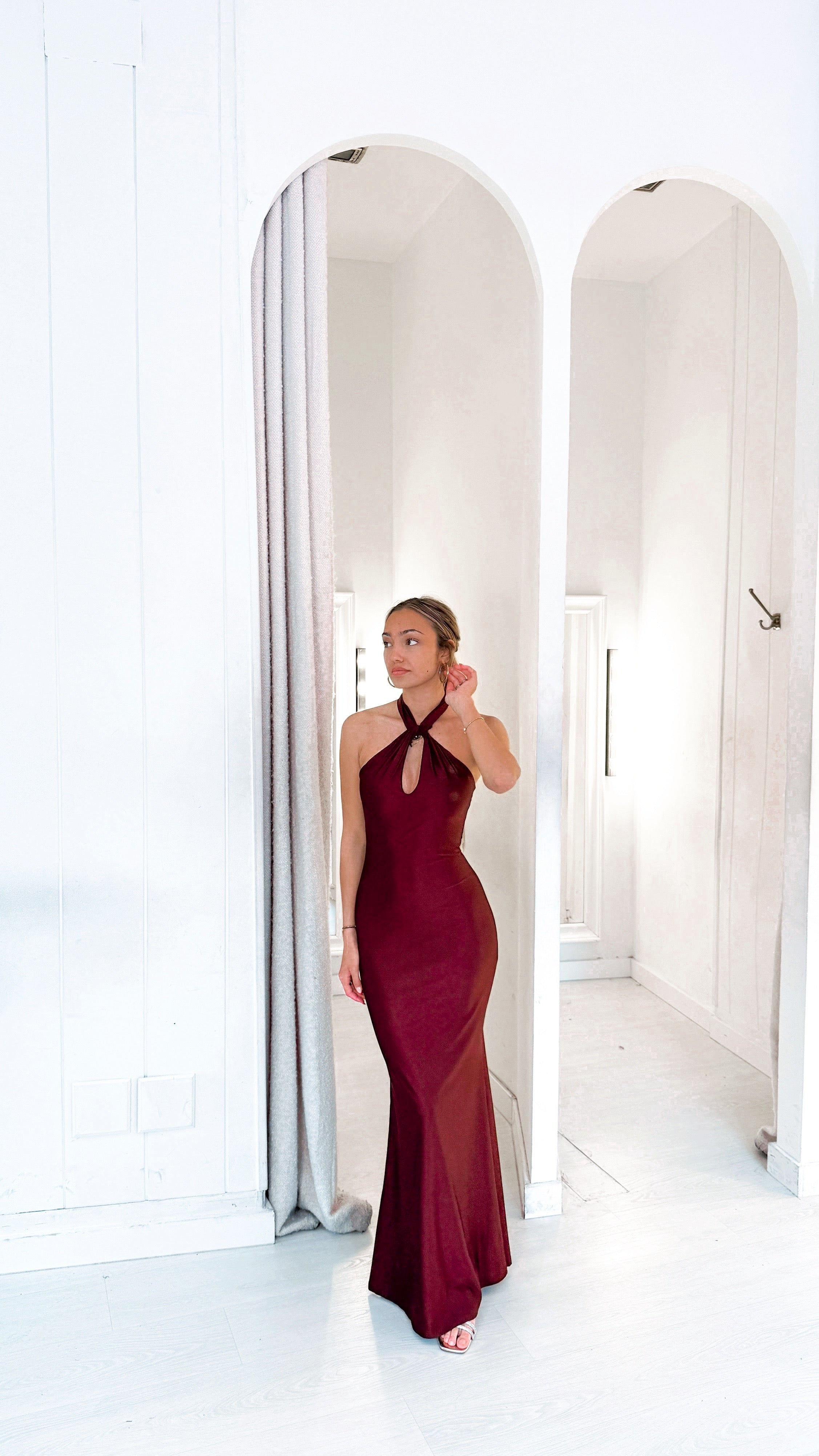 Neck dress - burdeos