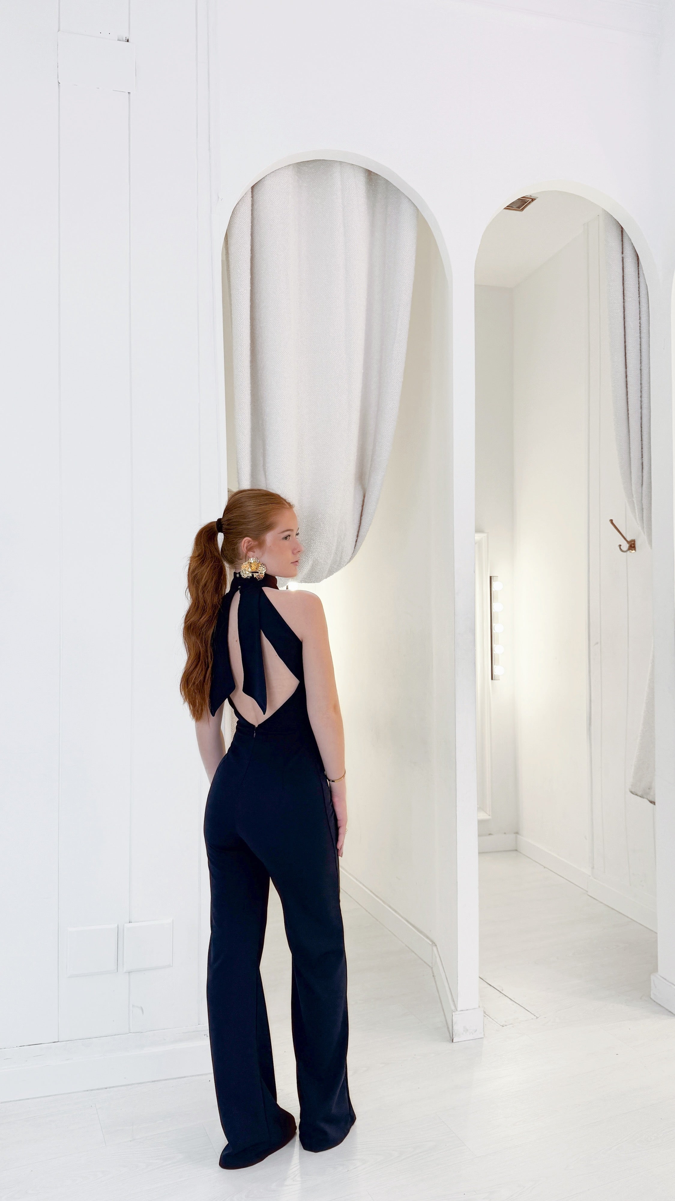 Halter playsuit - azul marino