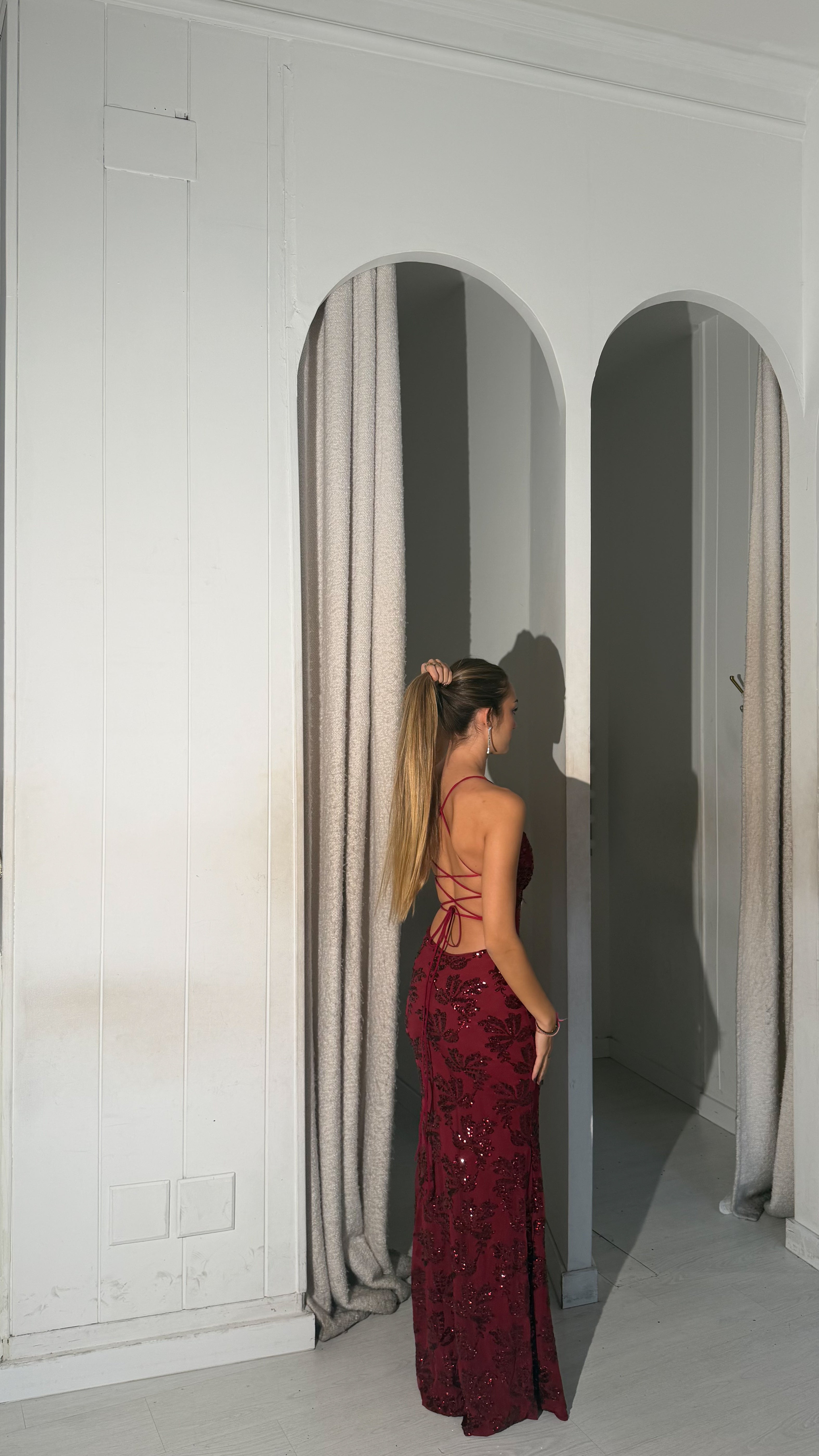 Glitter snow dress - burdeos