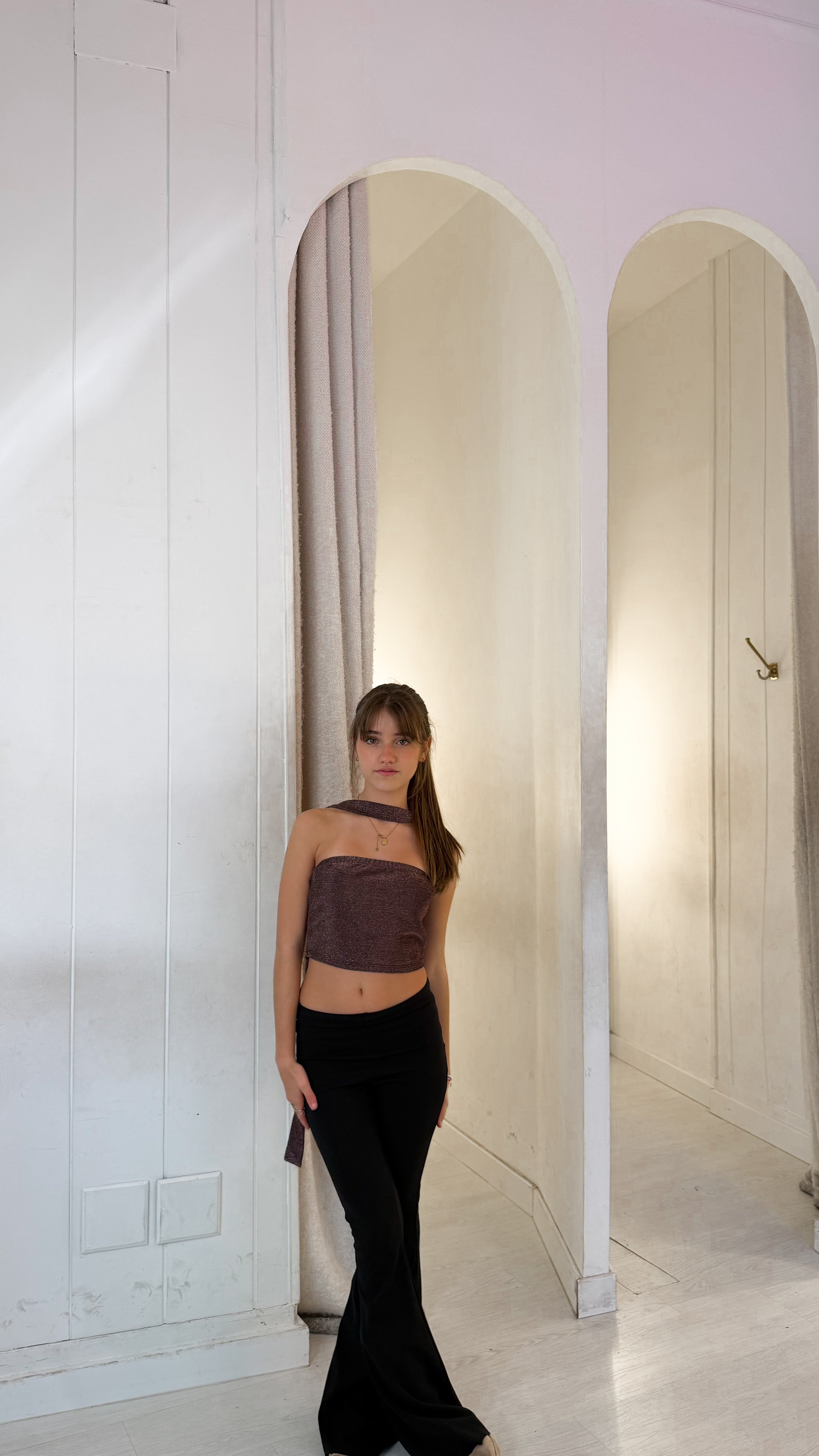 Top lurex foulard - cobre