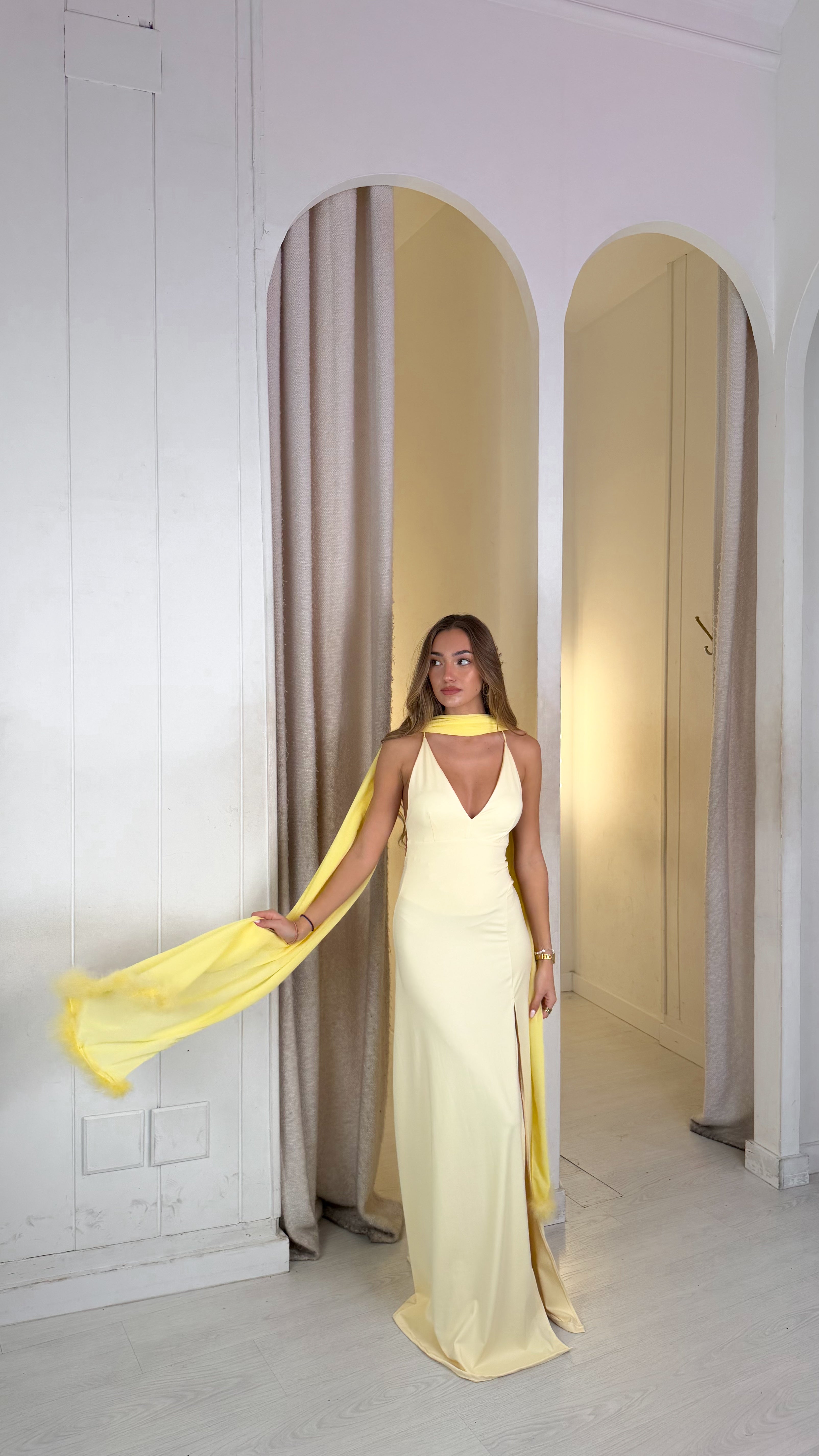 Capa gasa plumas - amarillo