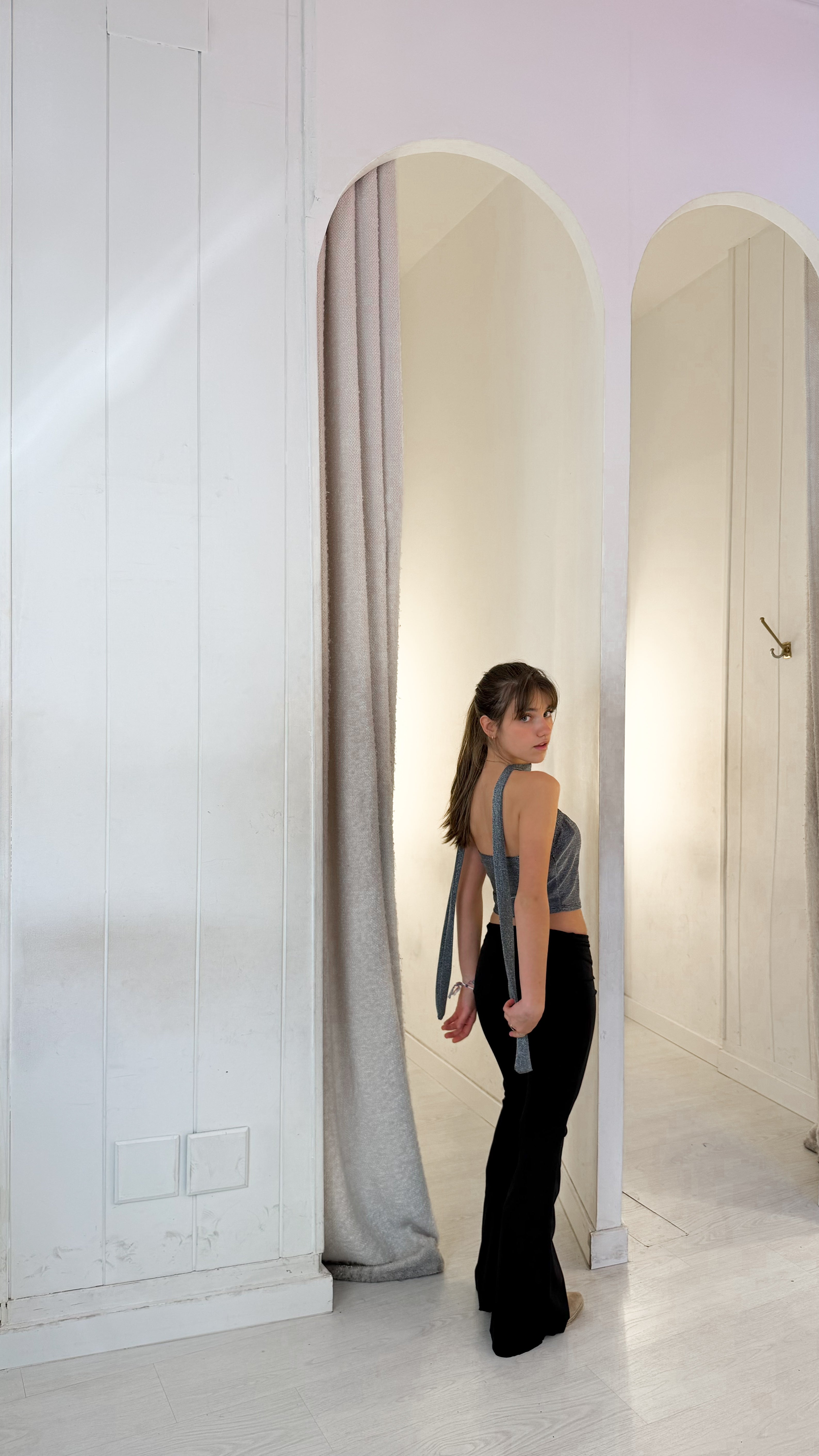Top lurex foulard - plata