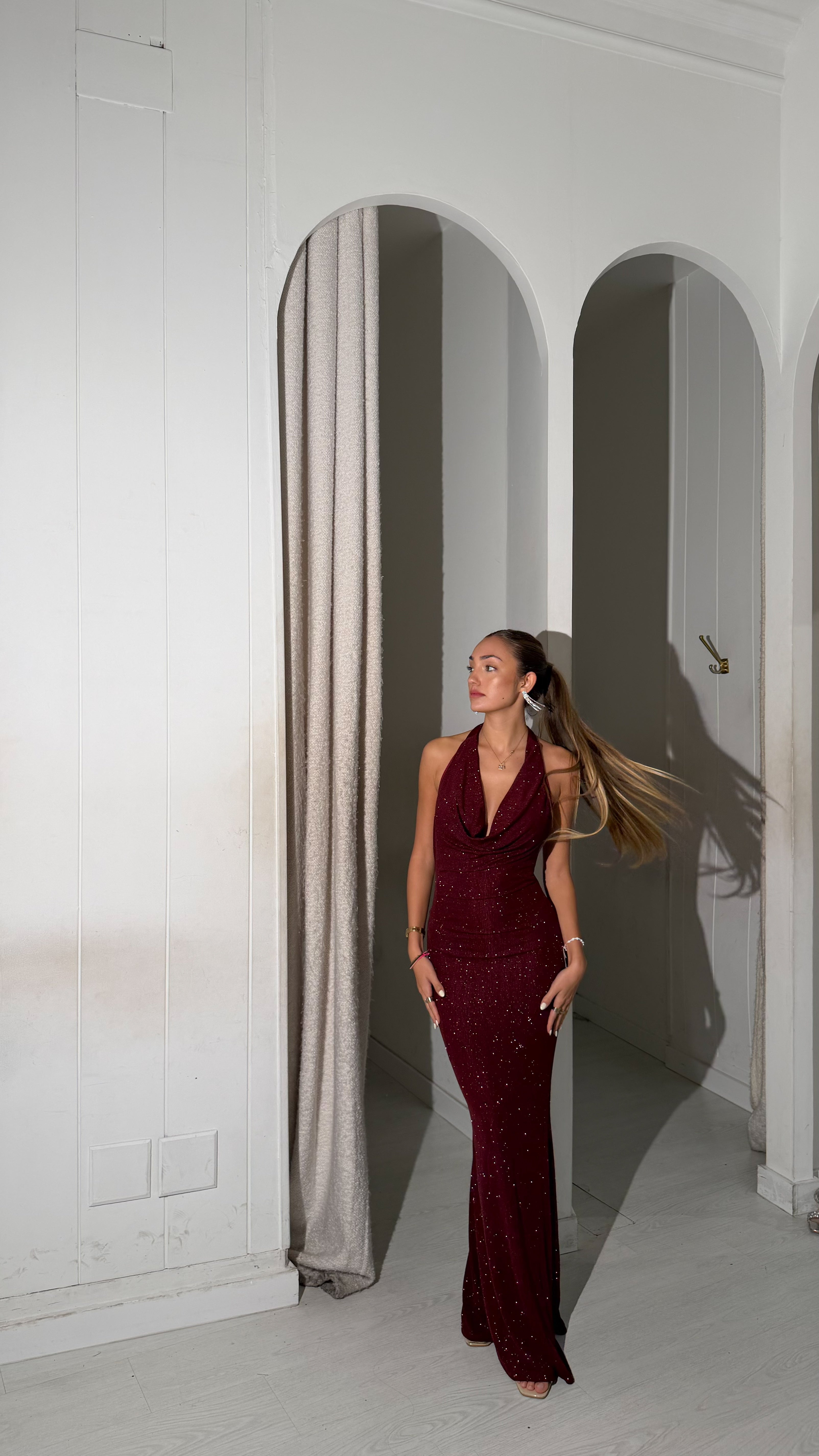 Love glitter dress - burdeos