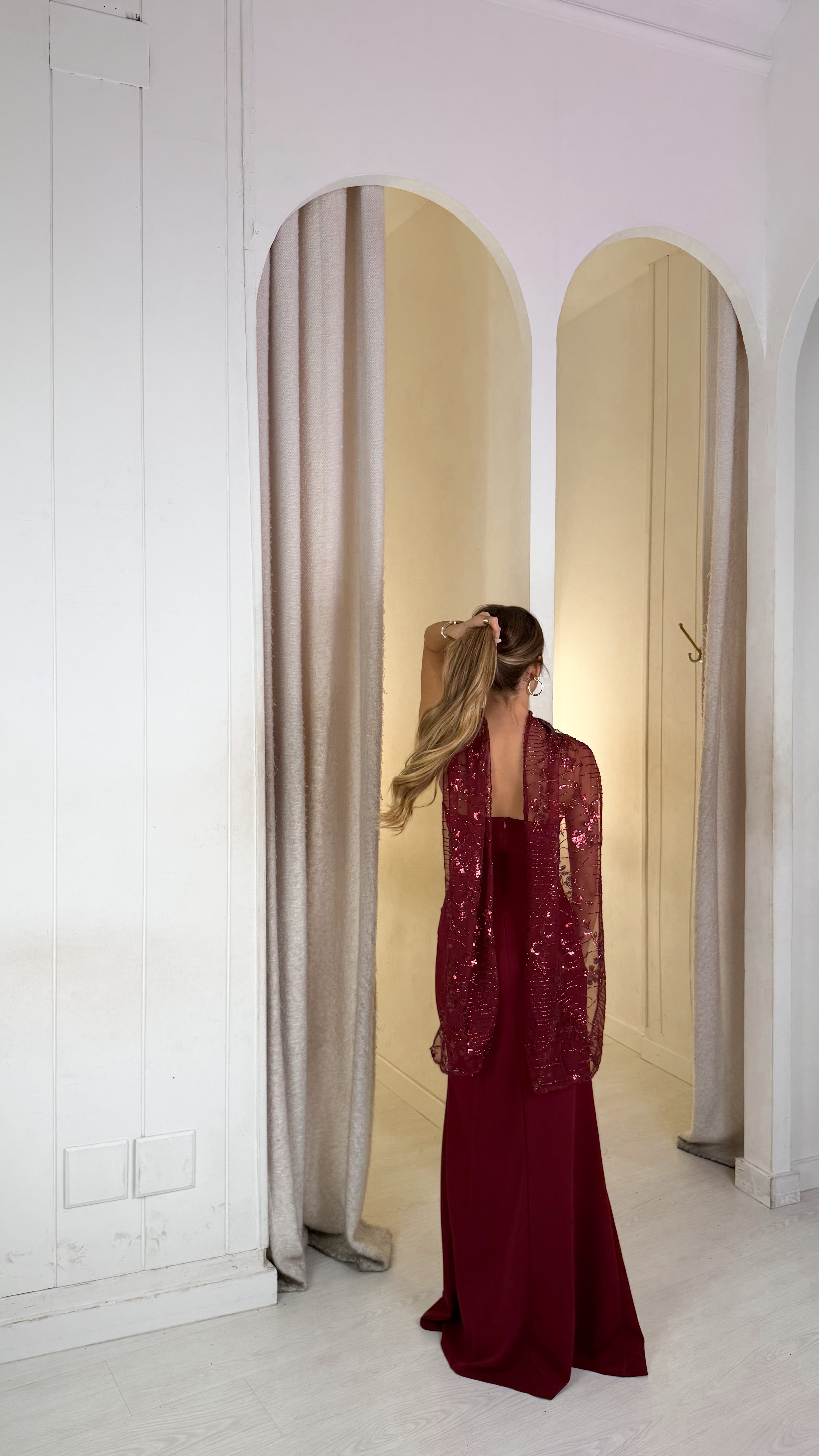 Foulard abalorio - burdeos