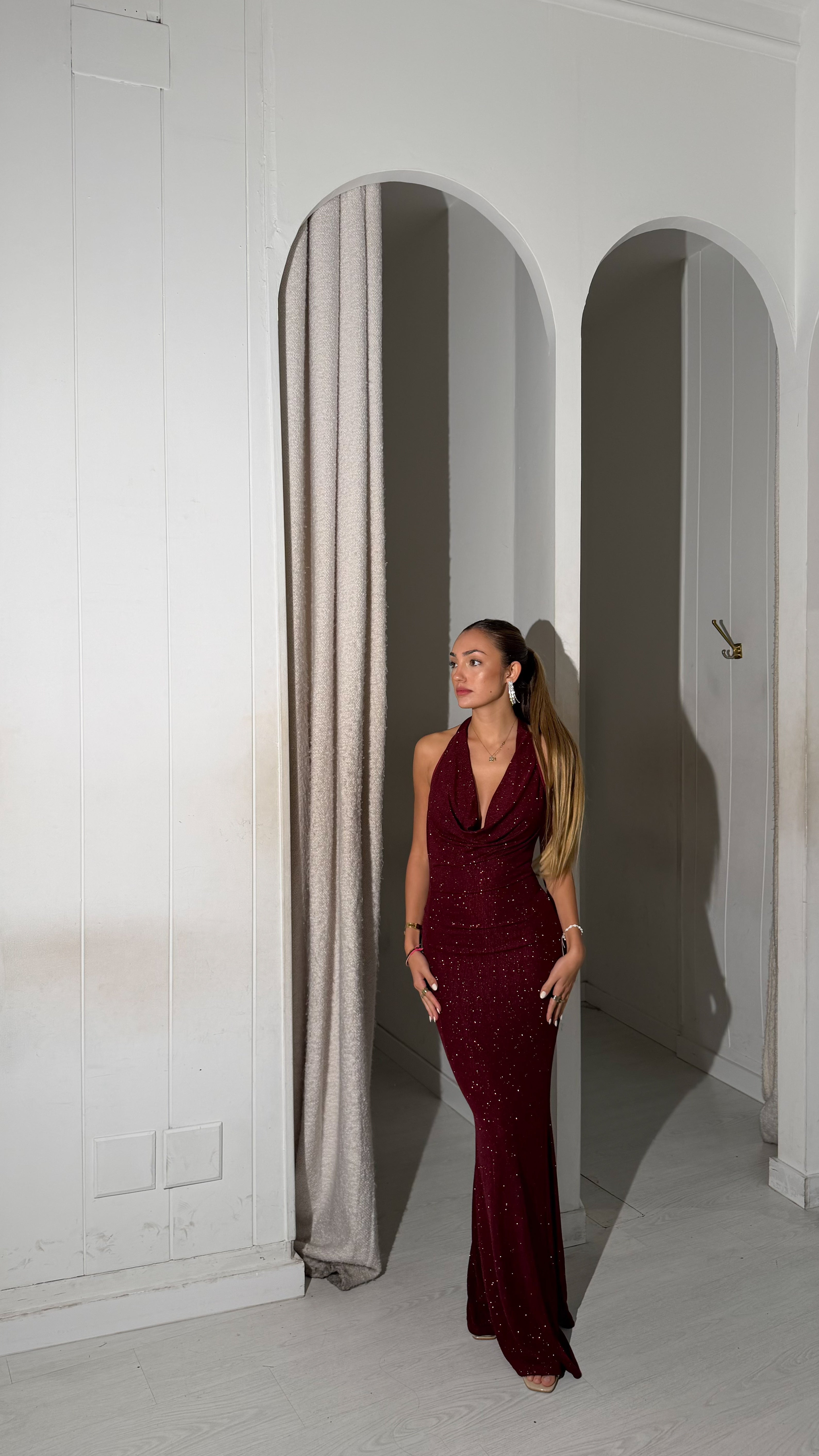 Love glitter dress - burdeos