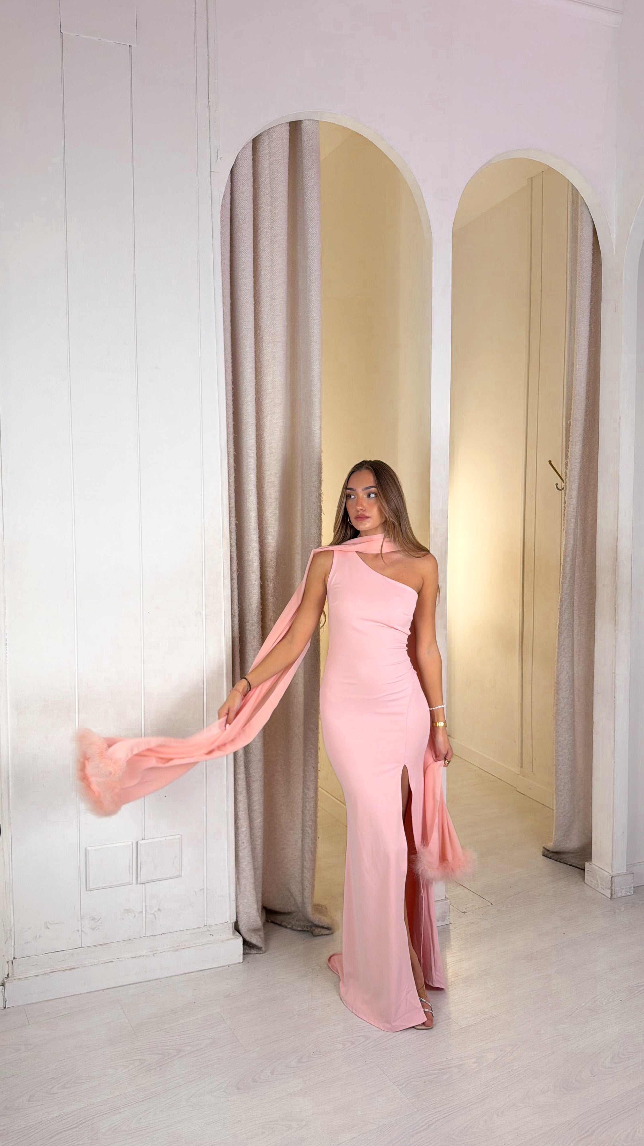 Capa gasa plumas - rosa