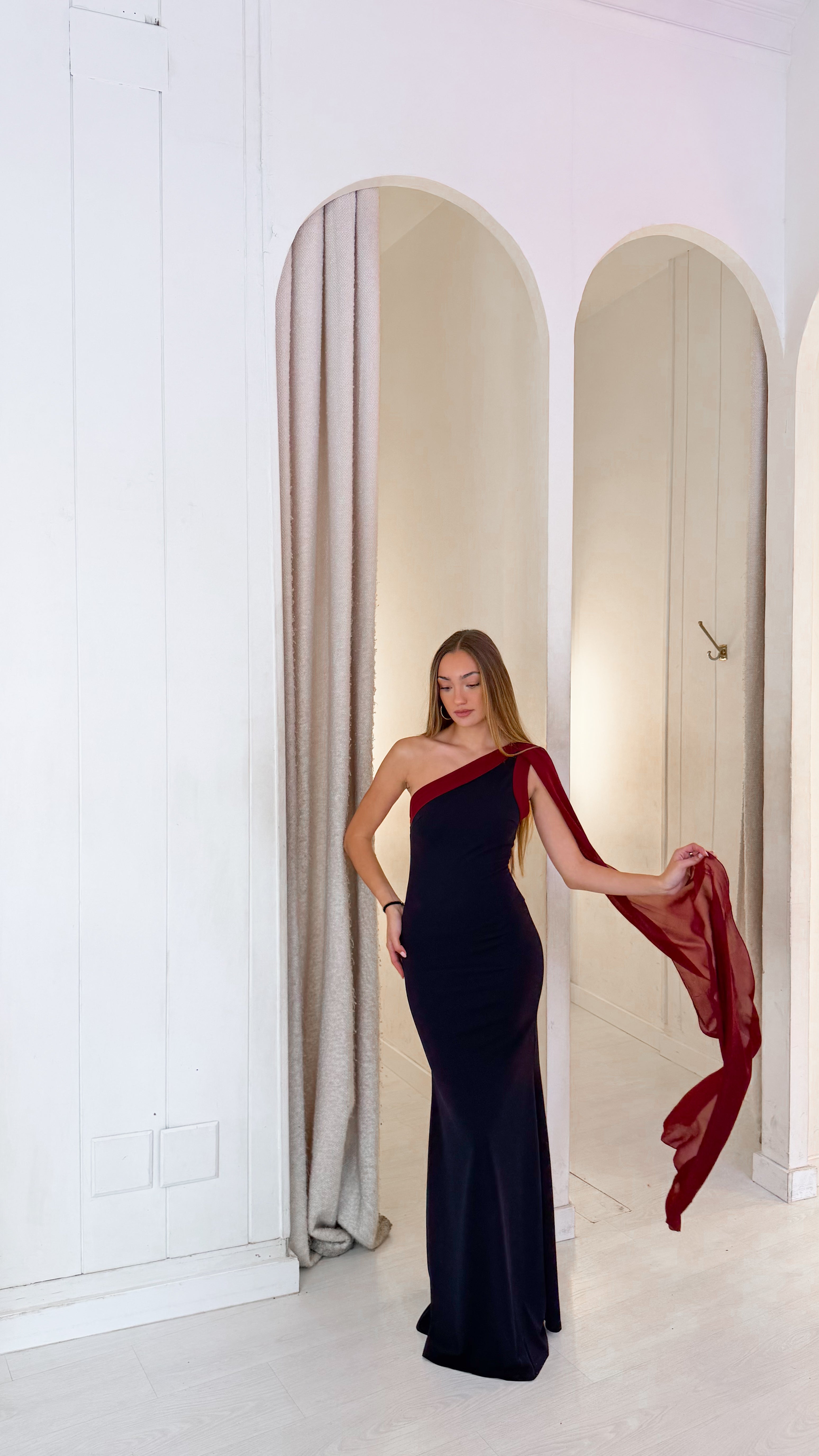 Daphne dress - marino y burdeos