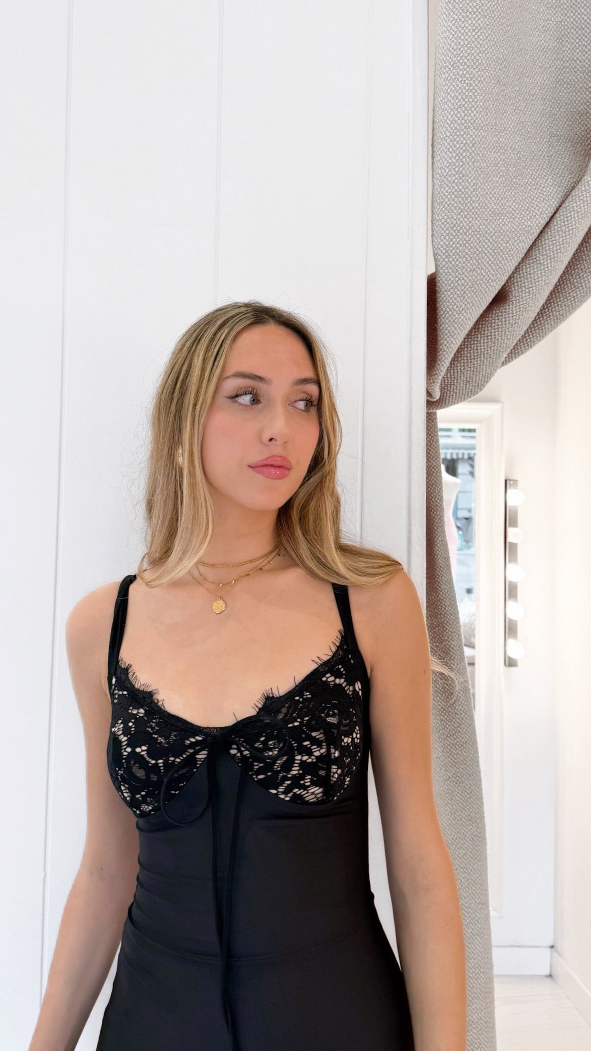 Lingerie dress - beige and black