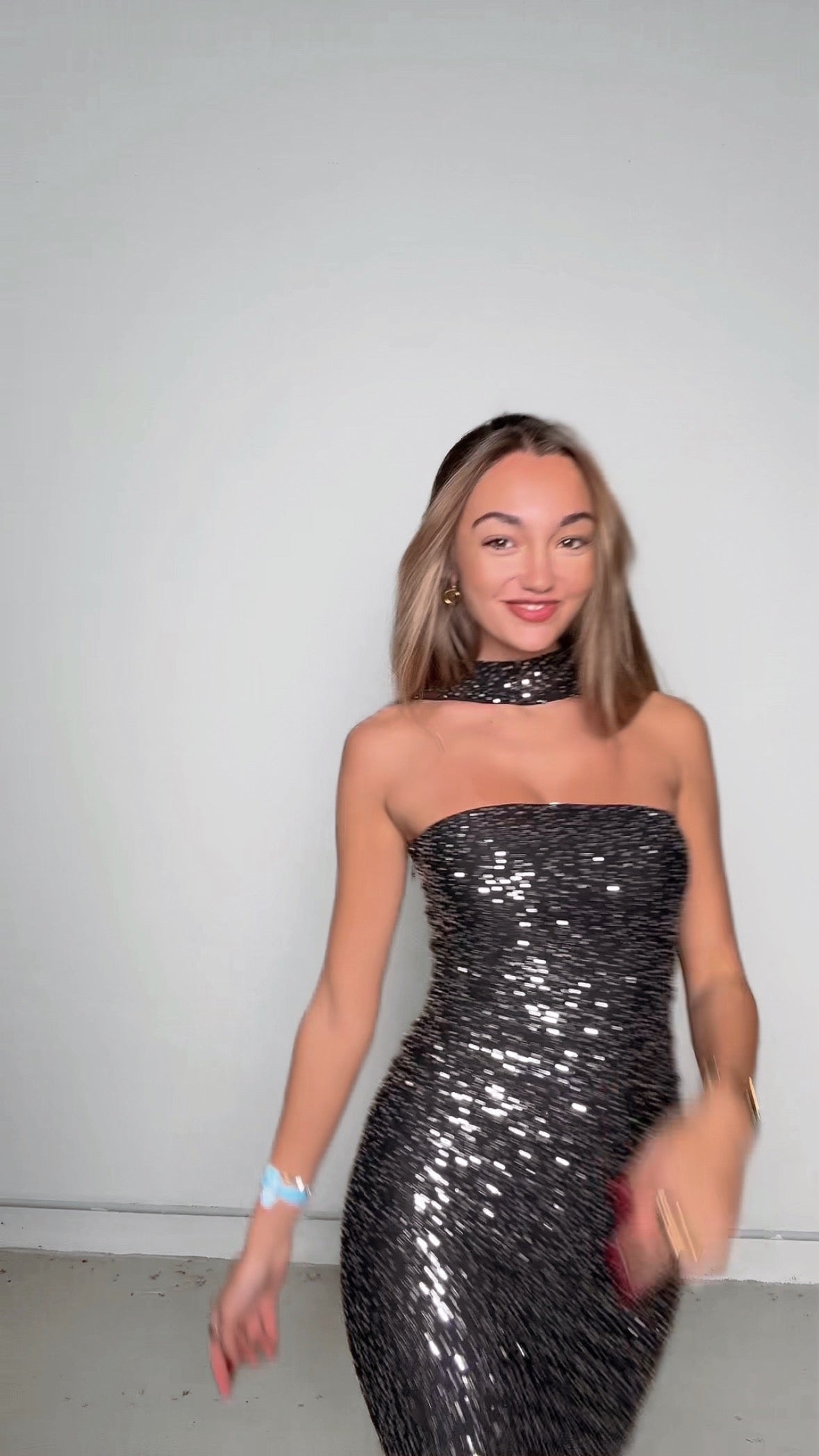 Glam long dress - negro y plata