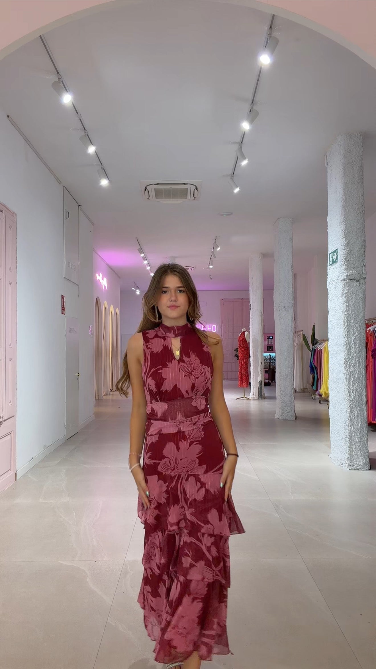 Vestido cuello estampado