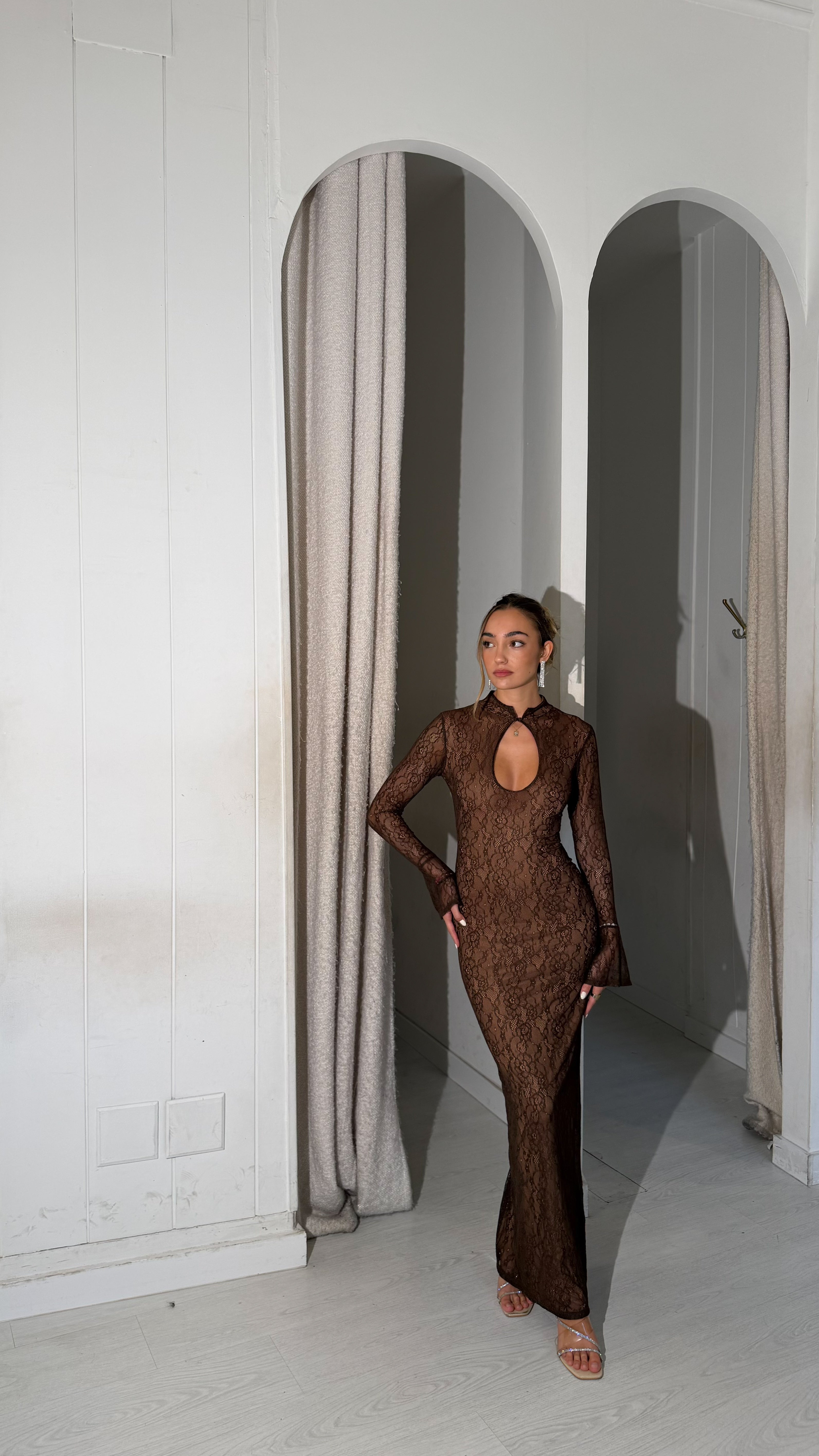 Elegance long dress - marrón