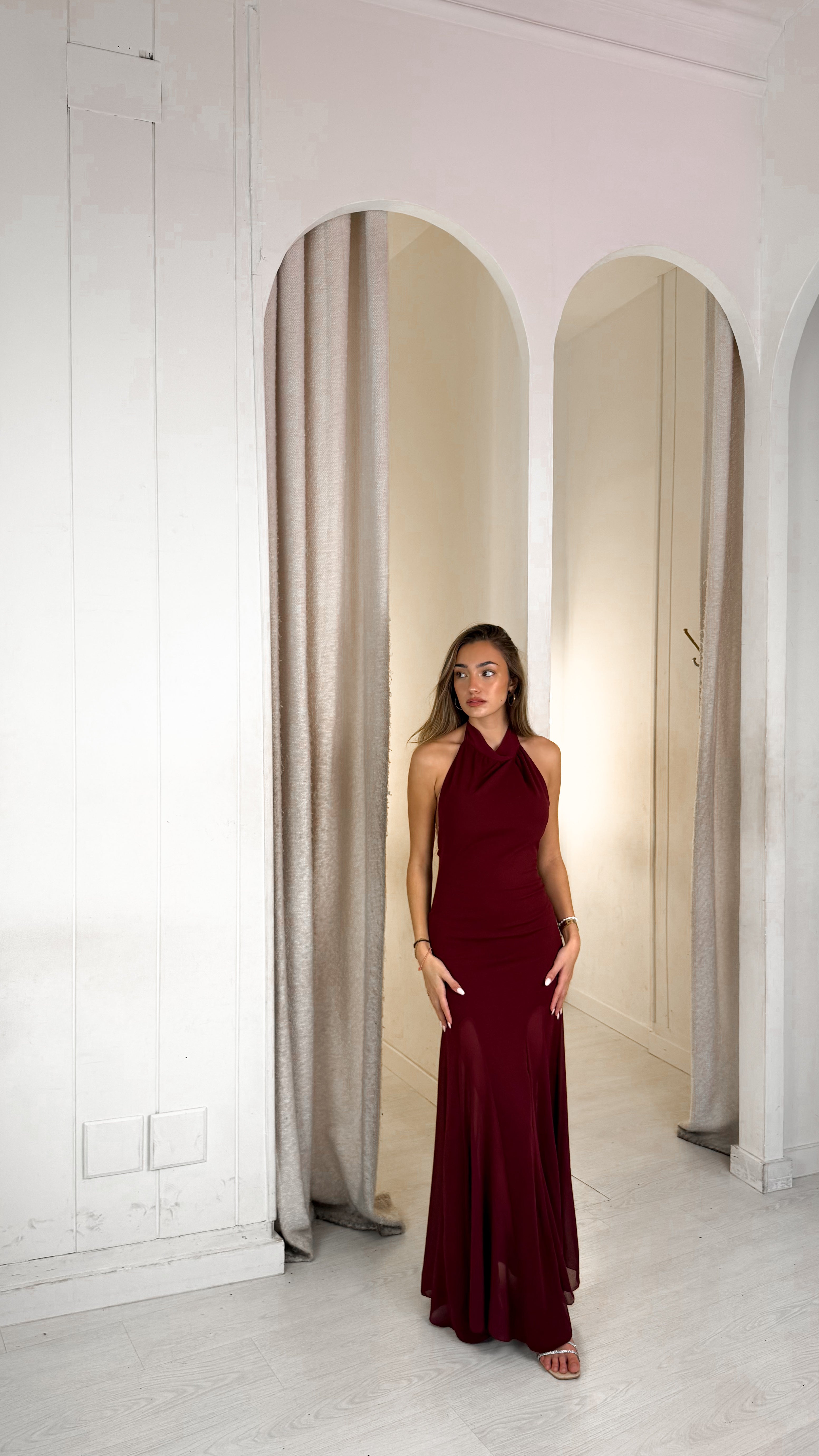 Wave dress - burdeos