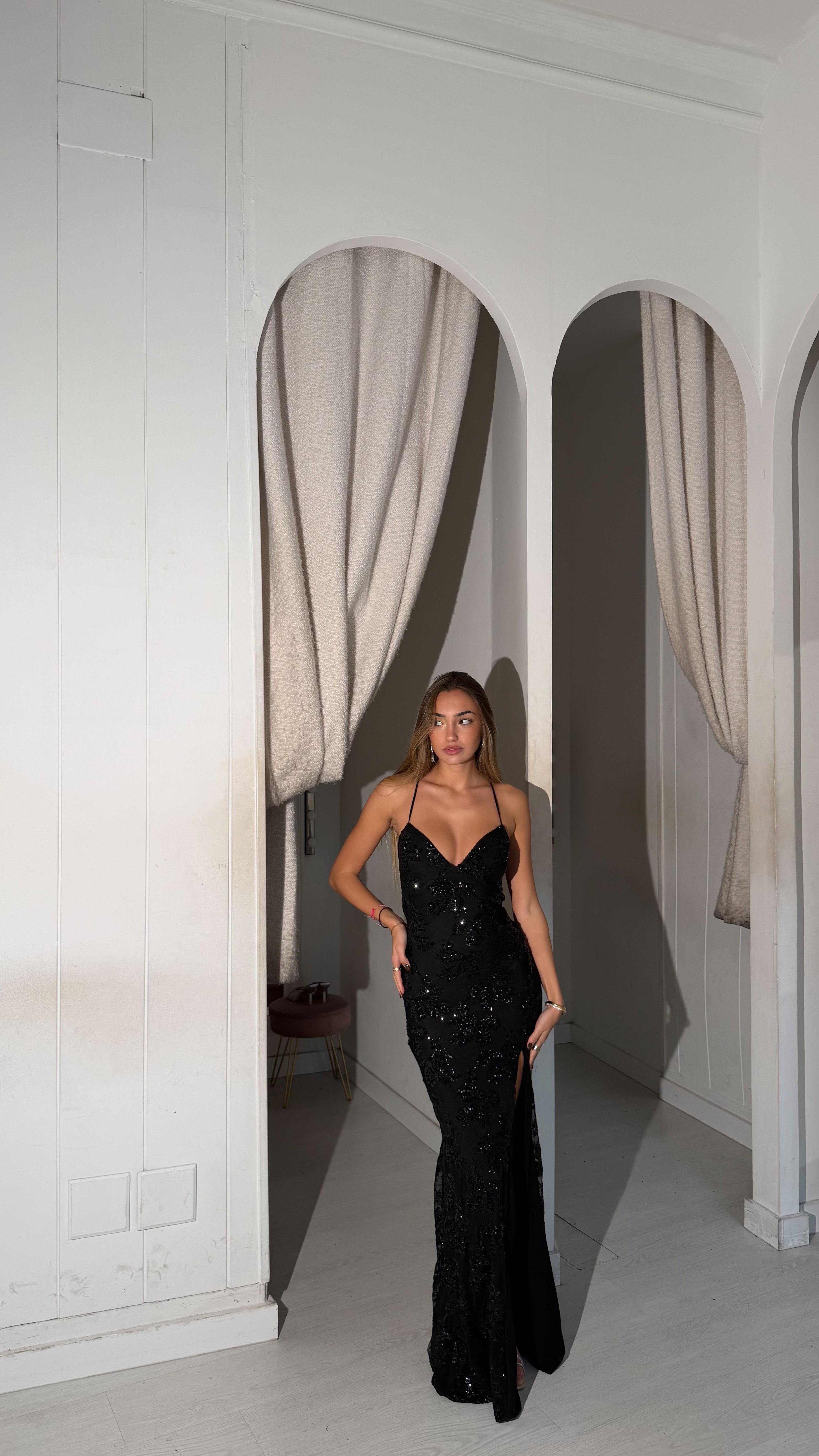 Glitter snow dress - negro