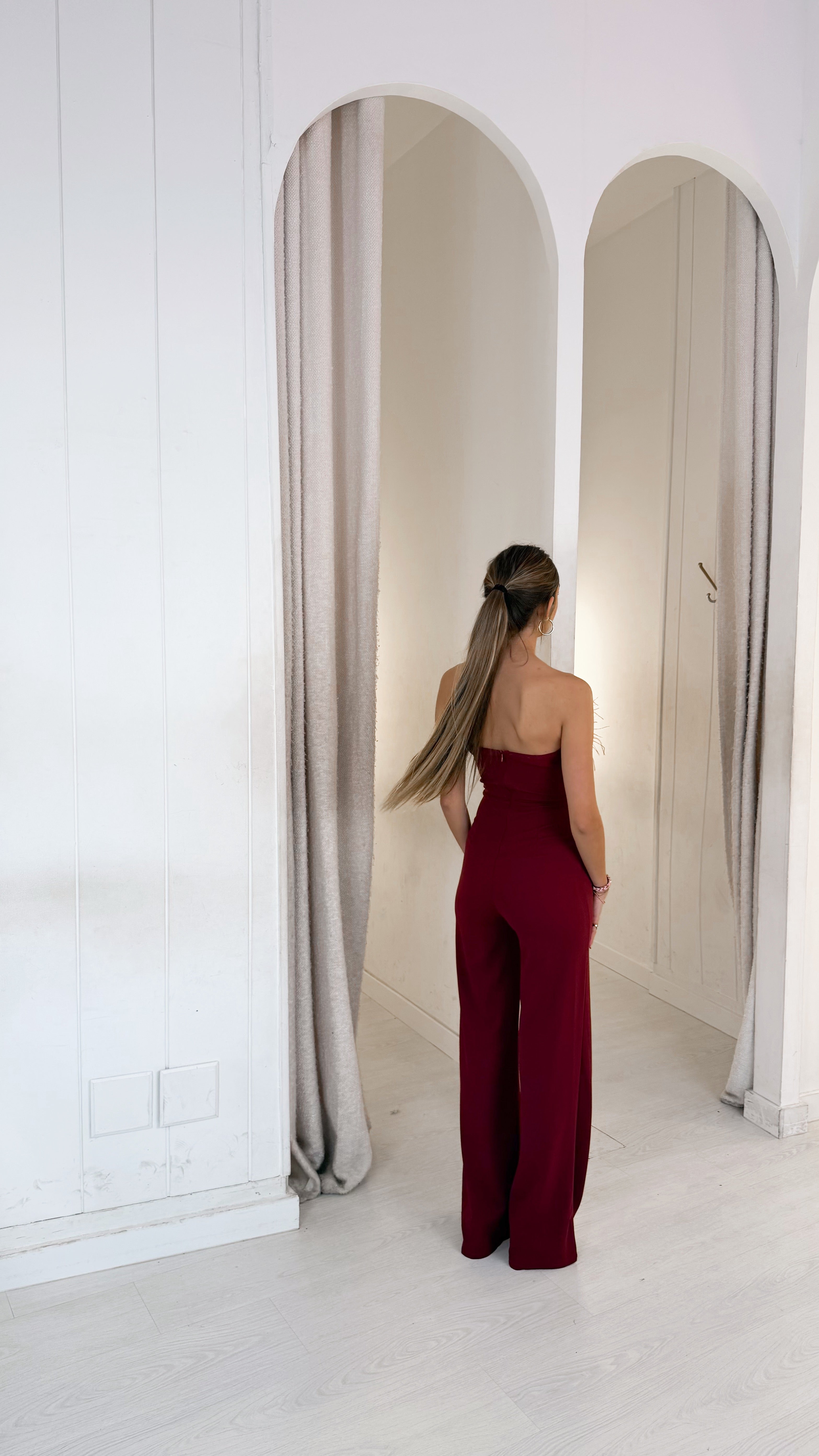 Swan playsuit - burdeos