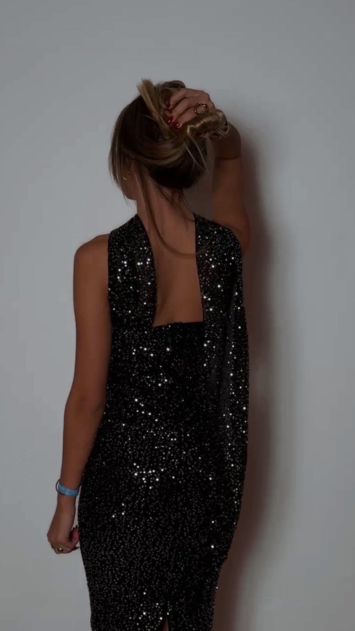 Glam long dress - negro y plata