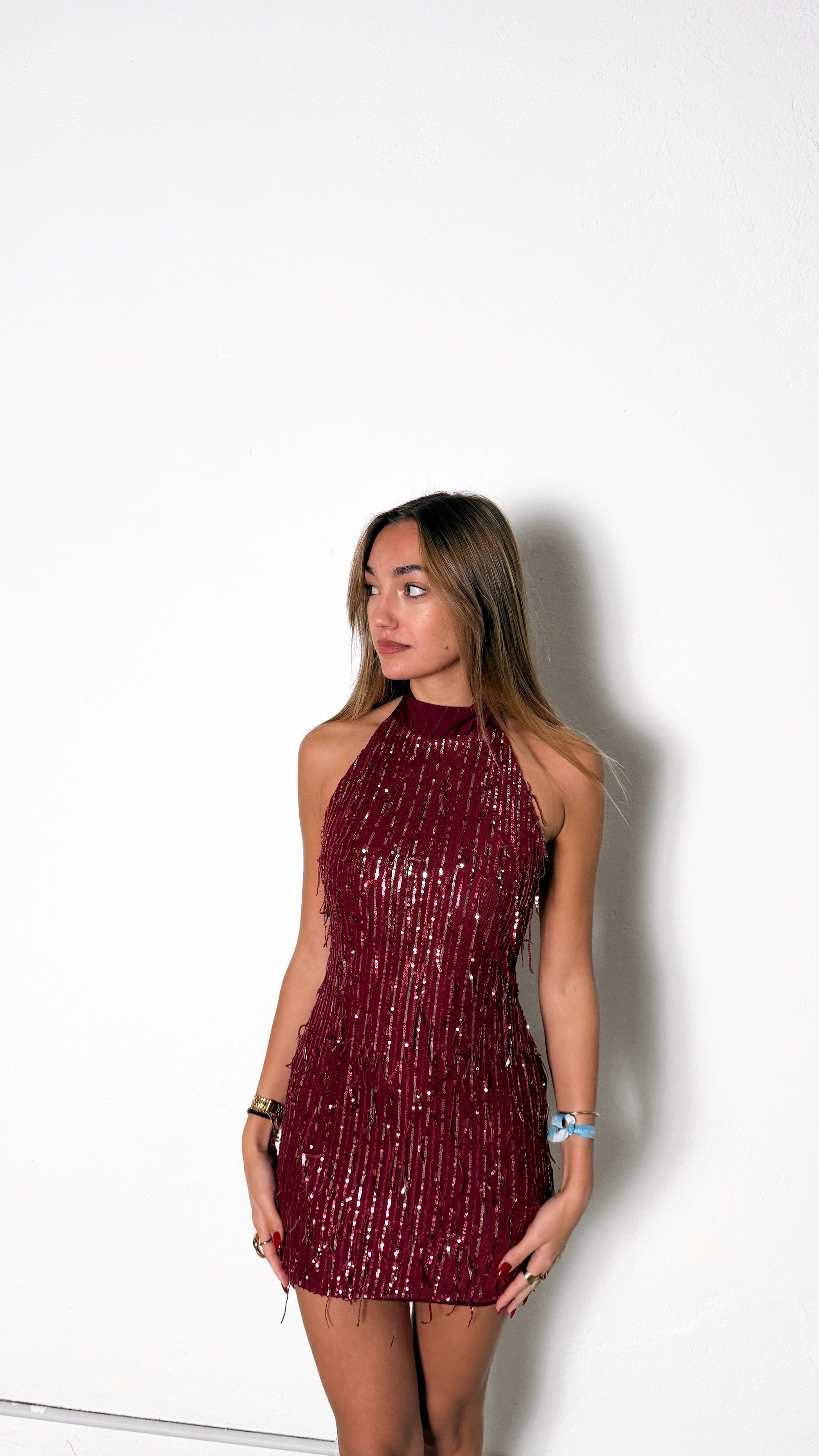 Glitterfalls dress - Burdeos