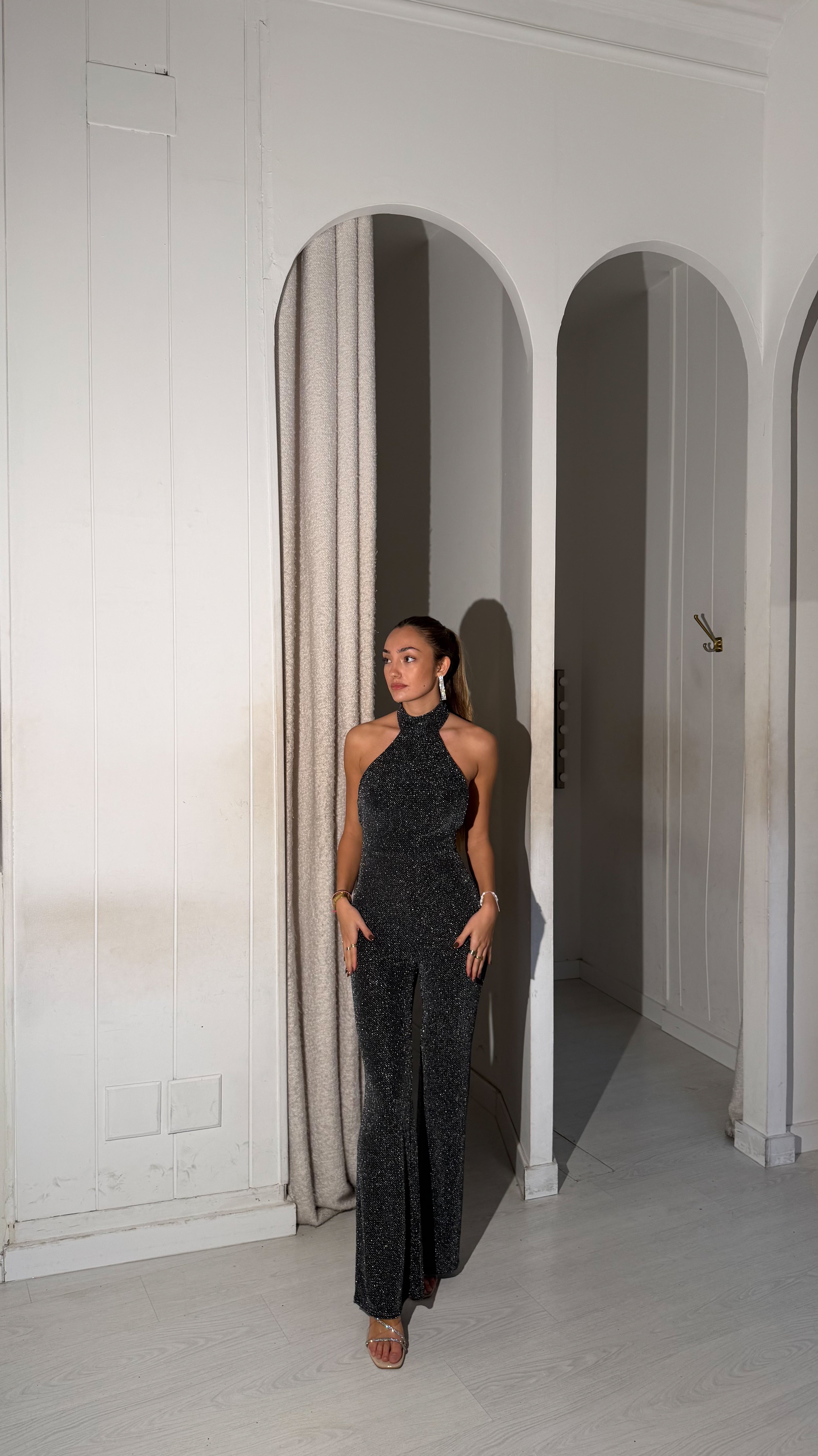 Halter lurex playsuit