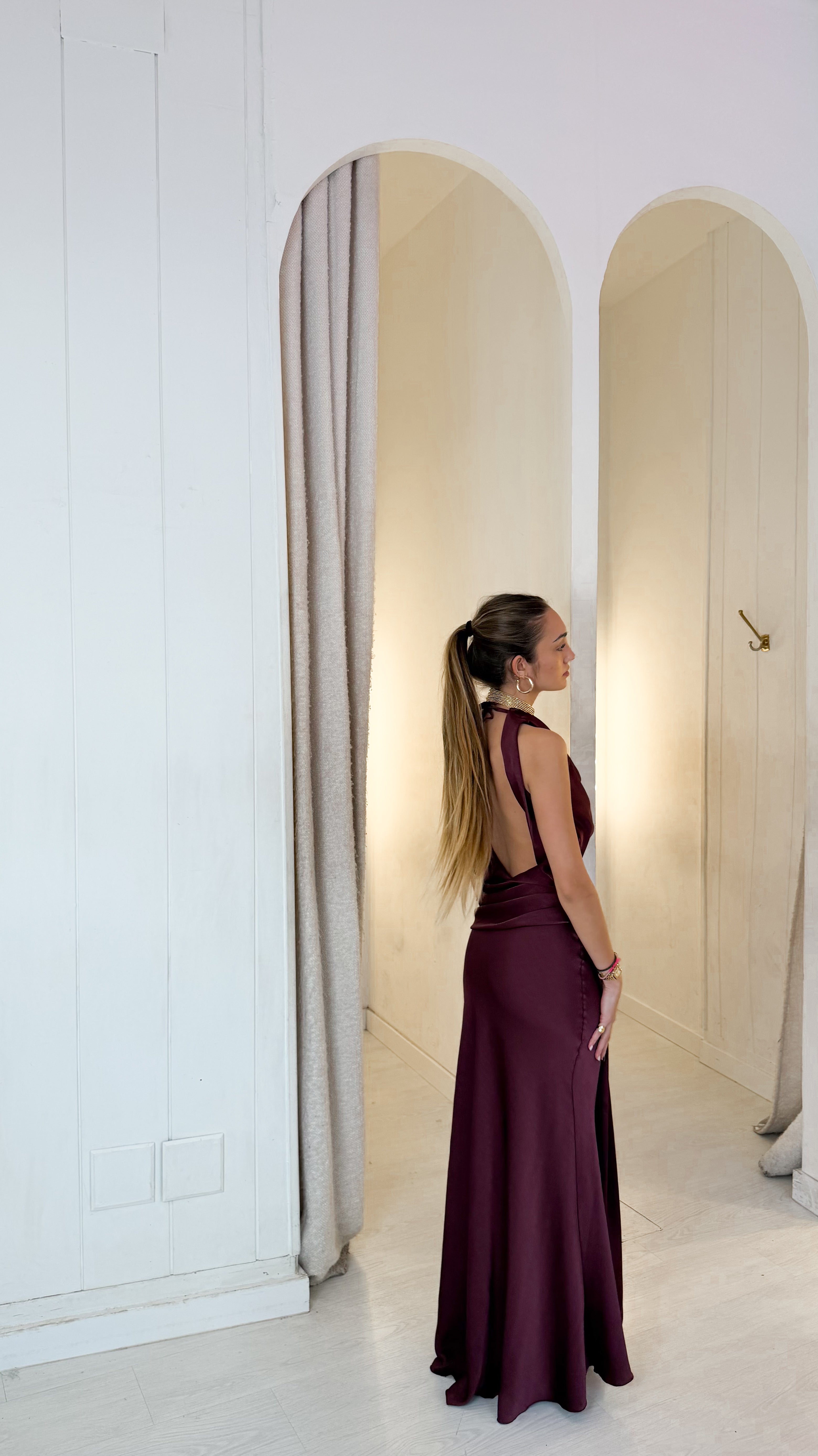 Silk dress - burdeos