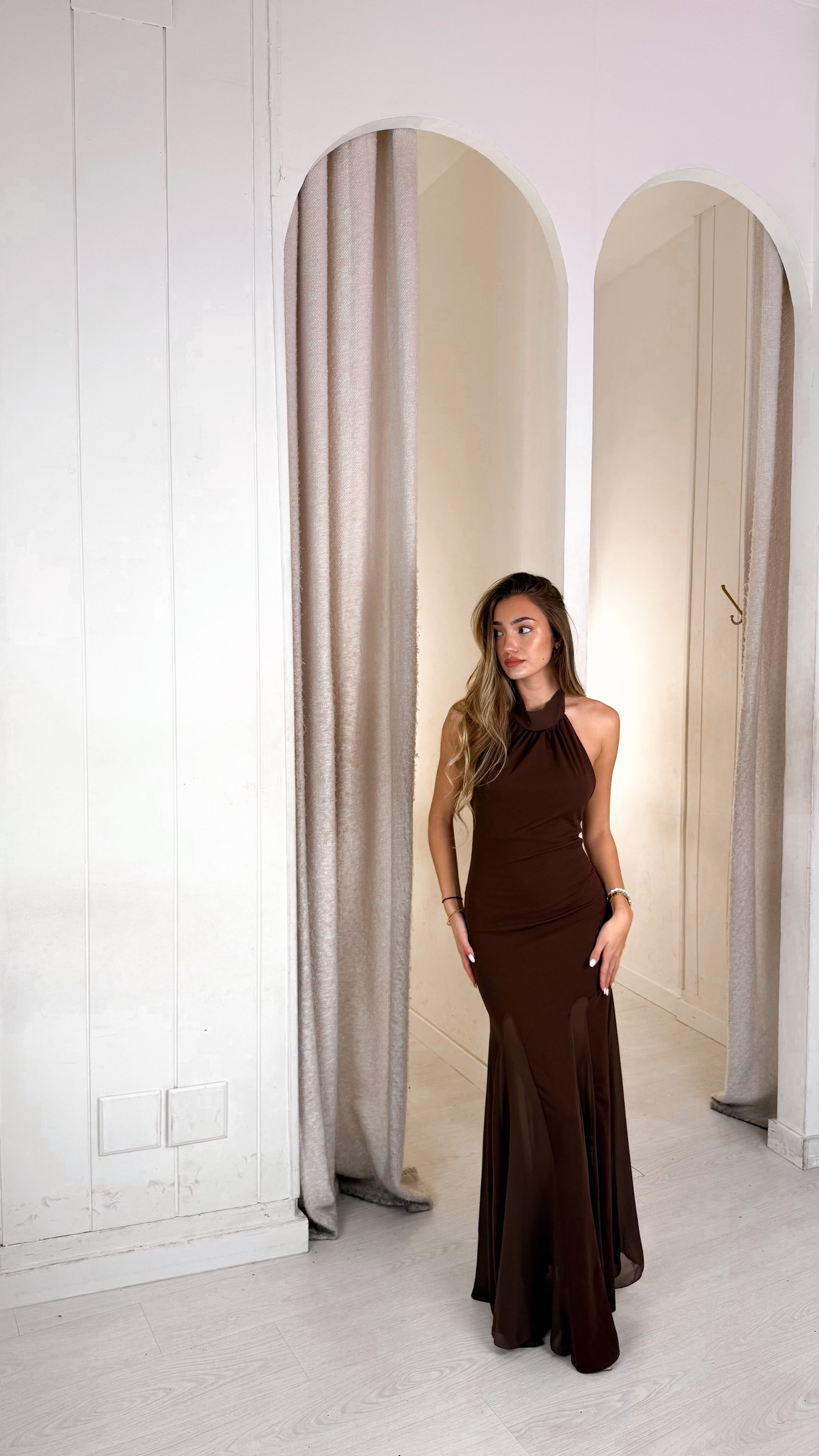 Wave dress - marrón