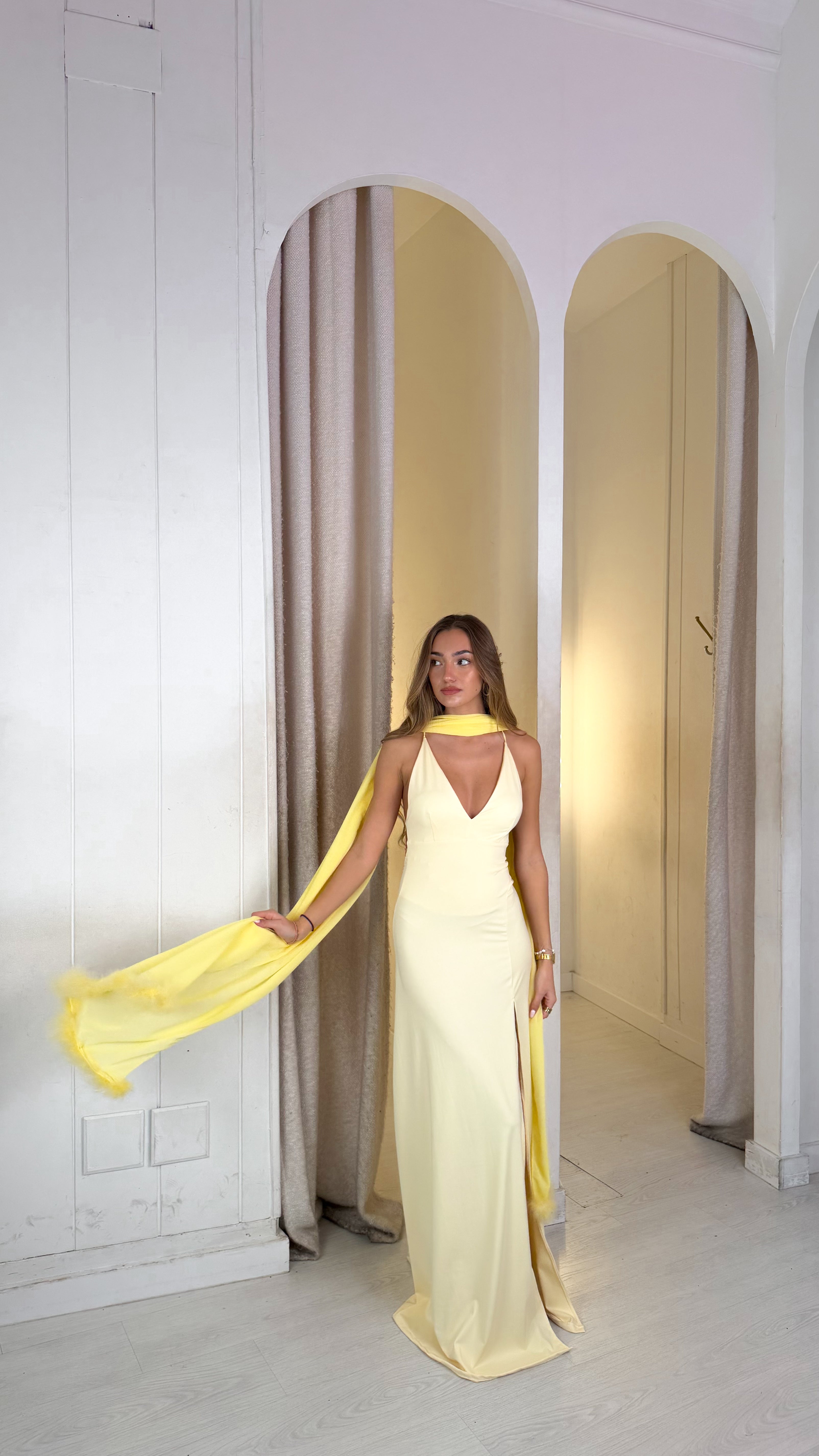 Capa gasa plumas - amarillo